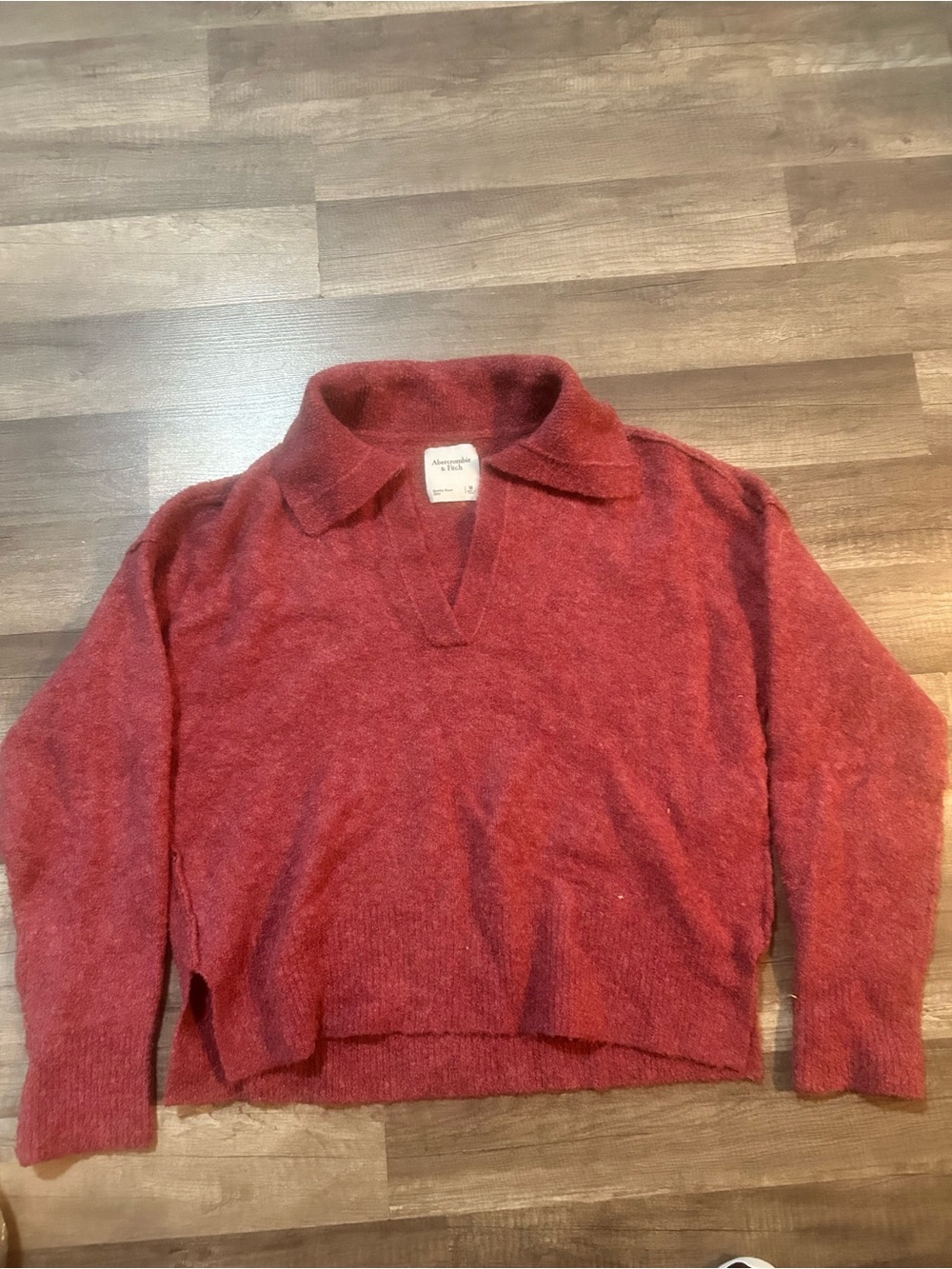 Abercrombie & Fitch Red V-Neck Collared Sweater  Size Medium